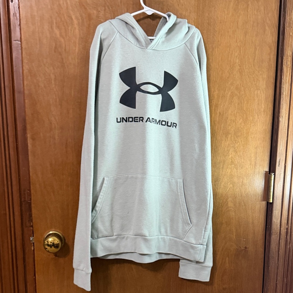 Under Armour Kids Hoodie in Light Gray with Black Logo